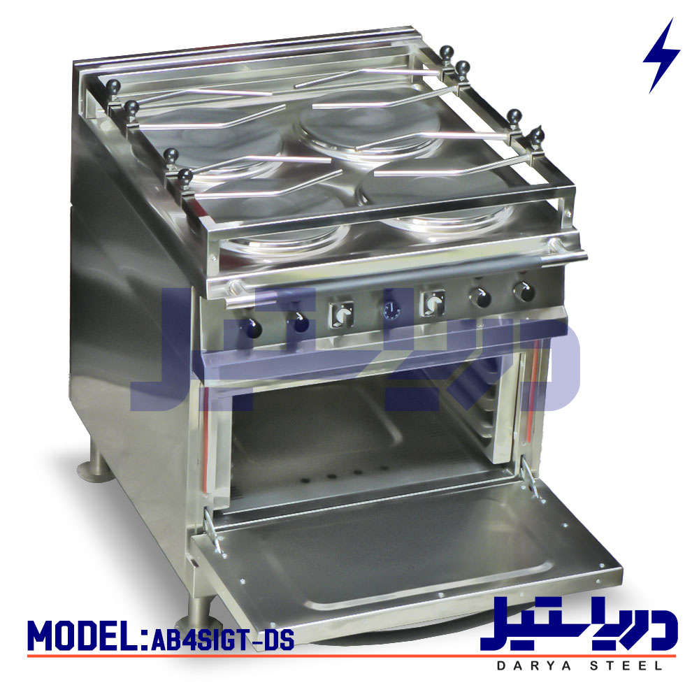 فرن مطبخ صناعي إيراني 4 شعلة من فاردار للسفن والقوارب وسفن النزهة وصناعات النفط والغاز heavy duty electric range 4 hotplates daryasteel دریا استیل